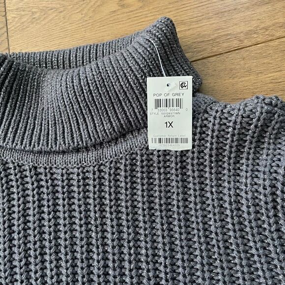 Alfani Pop of Grey Sparkle Turtleneck Sweater in Armor color - Picture 3 of 4